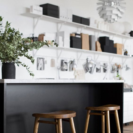 wet bar open shelves