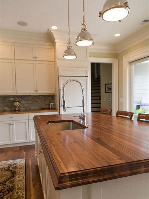 wood countertop shaker kitchen