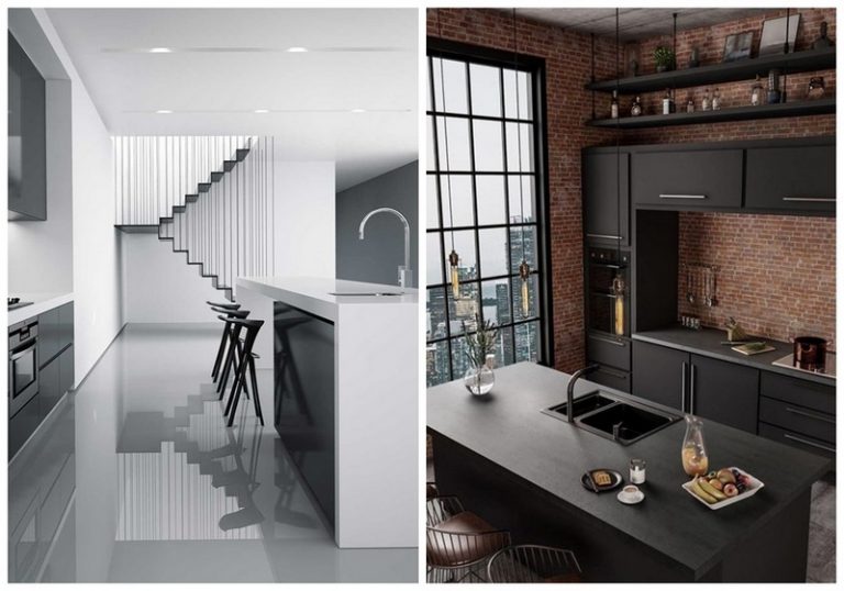 glossy and mate kitchen cabinets
