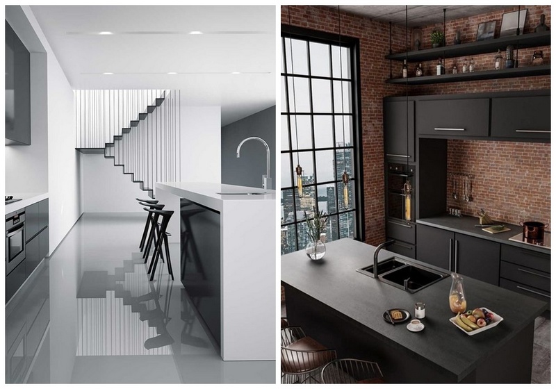 glossy and mate kitchen cabinets